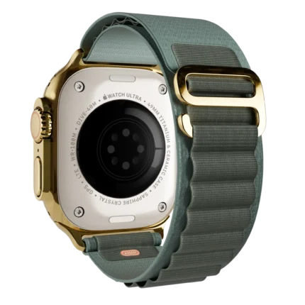 Ultra 2 Watch with Green Ocean Band 24k Gold Customized back