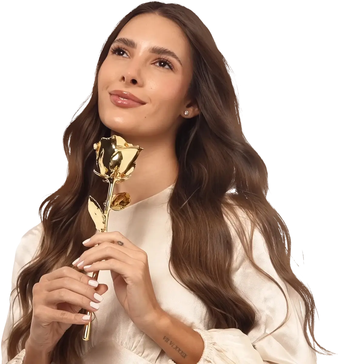 Girl having Real 24k Gold Rose by Goldgenie