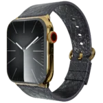 Gold Apple Watch 11 with Black Python Strap.webp