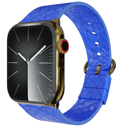Gold Apple Watch 11 with Blue Python Strap.webp