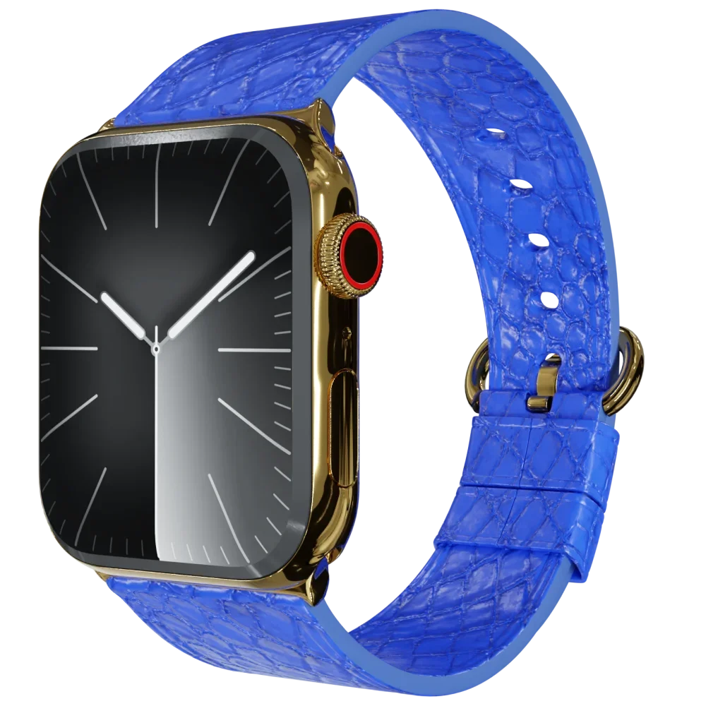 Gold Apple Watch 11 with Blue Python Strap.webp Gold Apple Watch 11 with Blue Python Strap.webp