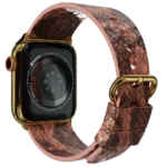 Gold Apple Watch 9 with Brown Python Strap back.webp